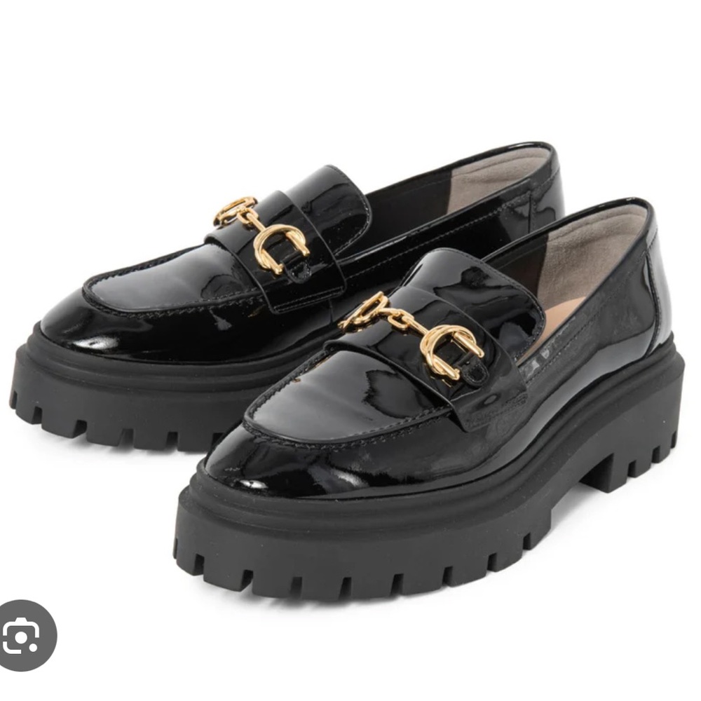 Stuart Weitzman Black Patent Leather Owen Loafers